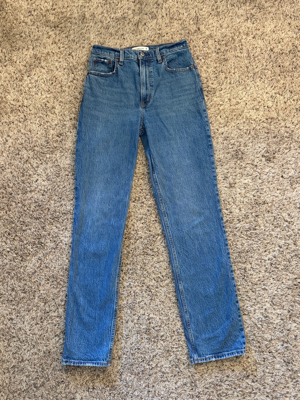 Abercrombie & Fitch High-Rise Straight-Leg Blue Jeans